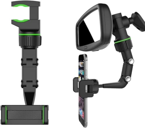 JAlanlan Soporte para movil Coche, Soporte para Teléfono para Espejo Retrovisor De Coche, Soporte para teléfono móvil para automóvil Universal Multifuncional Giratorio y retráctil de 360 ​​​​°