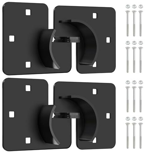 IRONWALLS Puck Lock Hasp Black 2 Packs, Heavy Duty Lock Hasp for Hidden Shackle Padlock Diameter Within 2-7/8”/73mm, Steel Puck Lock Holders Brackets for Shipping Container, Trailers Doors