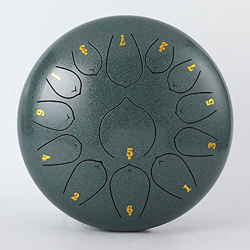 Stahlzungentrommel, 10-Zoll-13-Noten-C-Dur-Handpfannentrommel, Percussion-Zungentrommel-Kit, geeignet für Yoga und Unterhaltung (Jade Celadon)