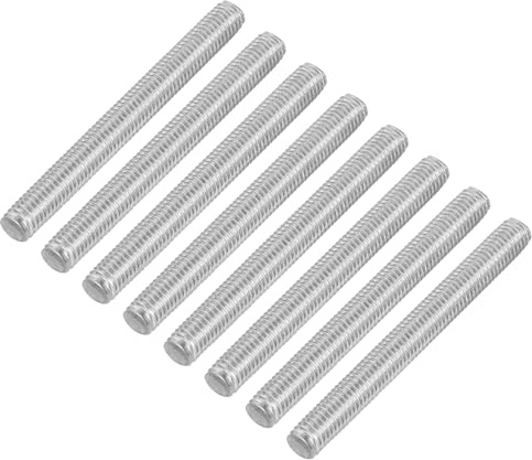 QUARKZMAN 8 Stück Gewindestangen, M5 x 50mm, 304 Edelstahl, Gewindestab mit metrischem Vollgewinde, M5-0,8 Gewindestift für Möbel- und Maschinenmontage