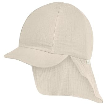 Sterntaler Schirmmütze Nacken Musselin - Unisex Mütze aus Baumwoll Musselin (Bio) - UV-Schutz 50+ Sonnenhut mit Nackenschutz - Baby- und Kinder Sommer Kopfbedeckung - mattgrün - mattgrün