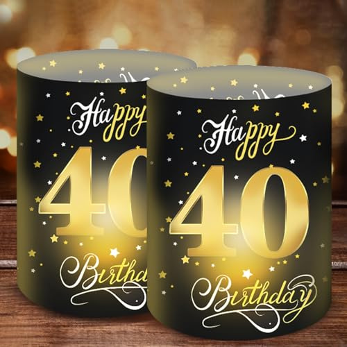Moorle Lot de 12 photophores décoratifs de table pour 40e anniversaire homme, 40 ans Happy Birthday, décoration de table d'anniversaire pour femmes, photophores décoratifs pour bougies chauffe-plat ou