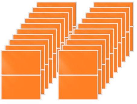 FINDAT Orange Rechteckig Etiketten 75 x 50 mm selbstklebend 40 Stück | Namensschilder Aufkleber, Klebeetiketten, wasserfestes Vinyl, Büro, Haus, Schule, DIY