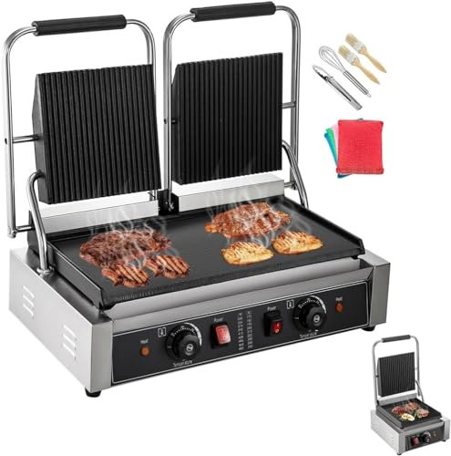 Commercial Pancake Maker Grill, Non-Stick Electric Outdoor Camping Cooking Sandwiches Steaks Meats Easy To Use - Double Wave Plate