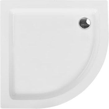 ABS Duschwanne weiß halbrund 80x80 cm mit Schürze Abfluss Rand 7 cm hoch Aliso