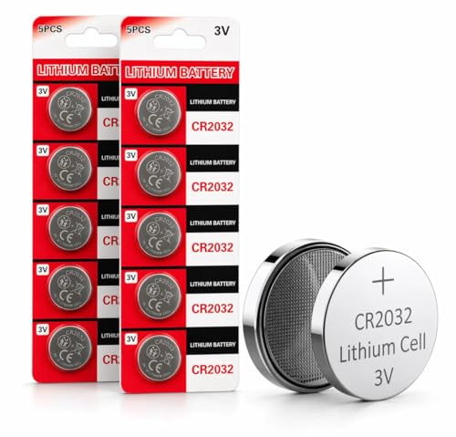 Novaease 10x CR2032 Lithium Coin Cell Batteries 3V – Battery Recommended for use in Key Fobs, Home Devices, Fitness, Medical Accessories, Door Chimes, Watches (2 Packs of 5)