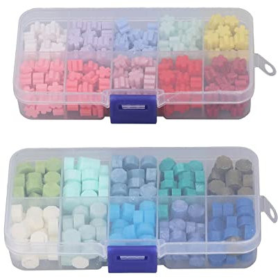 Aladeno 400 Stück Siegelwachsperlen, 20 Farben, Siegelstempel, Wachsperlen, Wachssiegelperlen, Siegelwachspellets mit Aufbewahrungsbox, mit Aufbewahrungsbox für Einladungen,