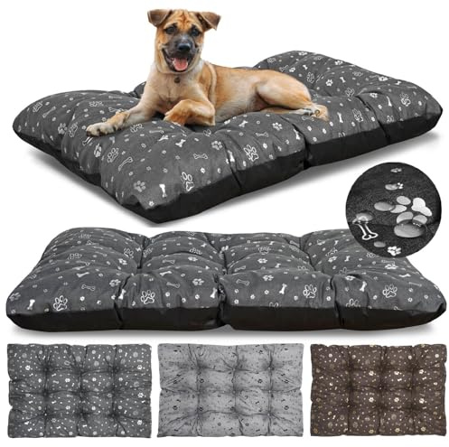KING DOG Cuscino per Cani Taglia Grande Impermeabile, XL 120 x 80 cm, Cuscino Cane in Tessuto Oxford, Tappeto Ideale per Cani, Materasso Letto per Cani, lavabile Grafite