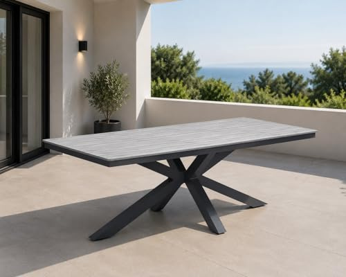 Gardissimo Gartentisch Esstisch Armati dunkel 220 x 100 cm anthrazit | Aluminium, Nonwood, Wetterfest, Outdoor, pflegeleicht, rechteckig