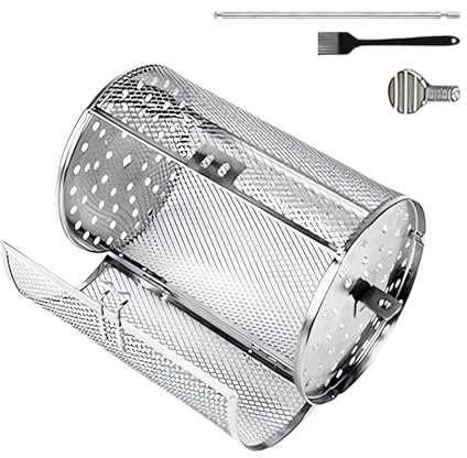 Stainless Steel Rotating Grill - Outdoor Grill Accessories, Adjustable Skewer Grill | Stainless Steel Cooking Rack, Portable Outdoor Steel Swivel Grill Basket for Outdoor BBQ or Kampin