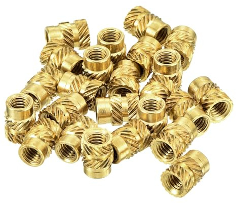 QUARKZMAN 120 Stück Gewindeeinsatz, Gerändelte Einpressmuttern, M4 x 8mm L x 6mm OD 3D Druck Messingmutter Weibliche Gewindeeinsätze Messing Heizeinsatz Einbettungsmutter