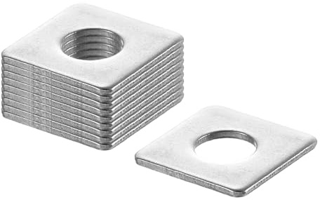 QUARKZMAN Arandela Cuadrada, M5, Placa con Orificio Redondo Acero Inoxible 304, para Reparación de Maquinaria y Construcción en Exteriores y Tornillos y Pernos, M5x12x12x1, 100Pcs