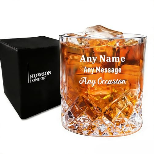 EDSG Personalised Whiskey Glass for Men, 7oz/210ml Engraved Whisky Tumbler Glass, Groomsmen Best Man Gifts for Men, Personalised Glasses for Birthday Wedding Christmas (Design 4)