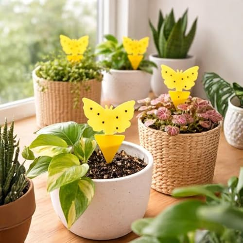 Garden Mile 10PC Fruit Fly Traps, Double-sided Fungus Gnat Sticky Catcher For Multiple Insects, Plant Fly Control Indoor