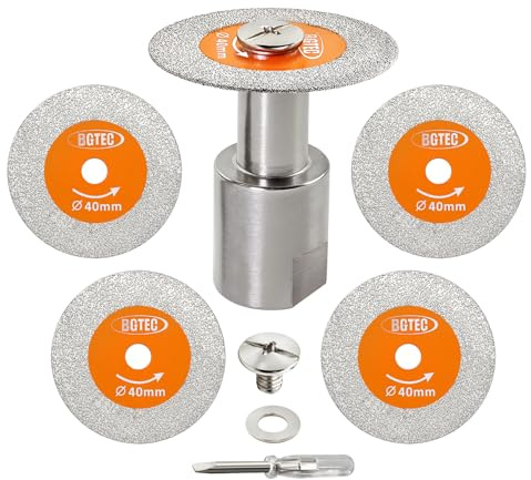 BGTEC Diamant Trennscheibe für Glas - 5 Stück 40MM Glasschneidscheibe mit M14 Gewindeflansch für Glas Jade Kristall Weinflasche Fliese