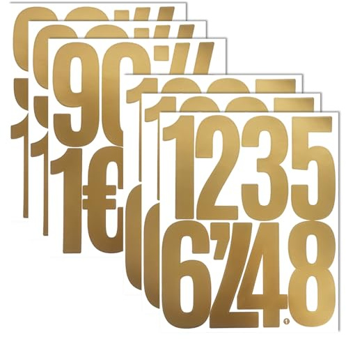 6 Sheets Number Stickers,Gold 0-9 Vinyl Numbers Sticker Mailbox, Door, Scrapbook, Waterproof Sticky Vinyl Symbol Labels for DIY & Crafts(6 Sheets,Gold)