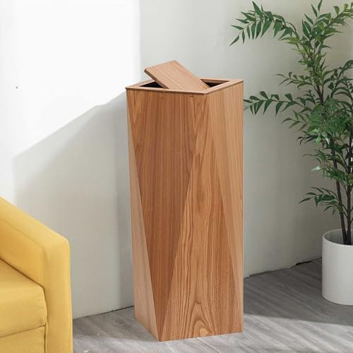 Papelera comercial creativa y sencilla de madera con tapa abatible, cubo de basura de cocina con cubo interior, ideal para oficina, dormitorio, sala de manualidades, hotel, decoración moderna(Original
