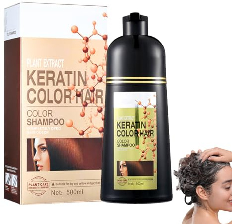 Shampoo colorante per capelli grigio argento – shampoo naturale tintura per capelli copre i capelli grigi, shampoo a colori a lunga durata per uomini e donne, tinture per capelli shampoo, 500