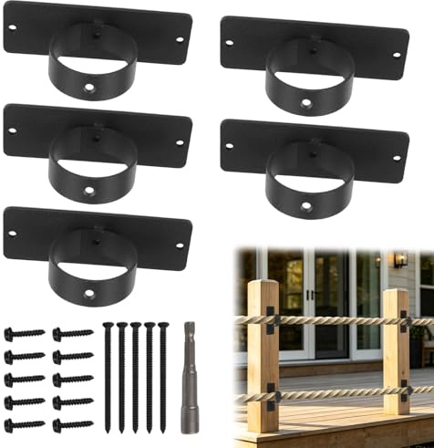 Getdoublerich 5PCS de supports pour clôture en corde, supports en anneau pour cordes de bataille, ancrages pour clôtures en corde, garde-corps d'escalier, crochets muraux, crochets de plafond