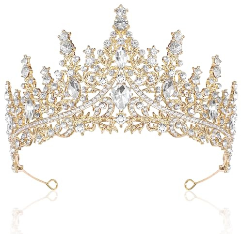 Vintage Tiara Krone,Tiara Damen,Kristall Diadem Silber Hochzeit Braut für Hochzeiten, Abschlussbälle, Festumzüge, Prinzessinnenpartys, Geburtstagsfeiern