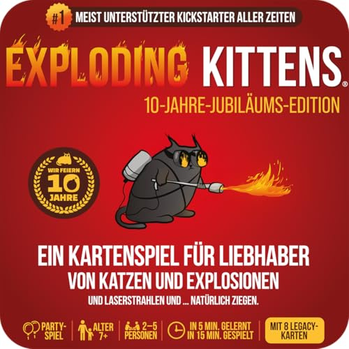 Exploding Kittens: 10-Jahre-Jubiläums-Edition (Tin), Partyspiel, Deutsch