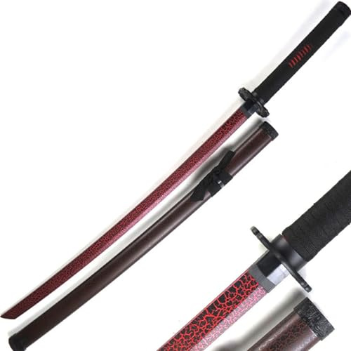 Samurajsvärd, böjd träningsbokken med mantel, Katana rekvisita för cosplay, display och samlingsdekor