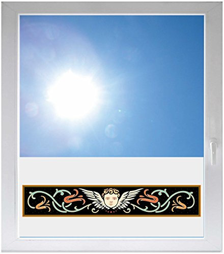 INDIGOS UG - Fensterfolie Blickdicht Engel Blumen Pflanze Tribal Ornament - 1000x500mm - Sonnenschutzfolie Fenster - Sichtschutzfolie Fenster Bad, Küche, Fenster, Milchglasfolie