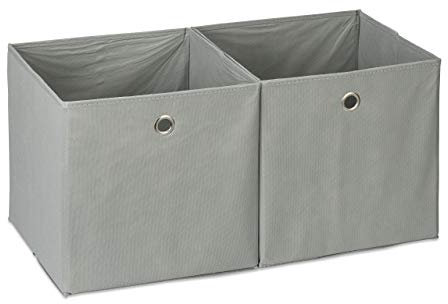 2 cajas de almacenamiento de tela cuadradas para estantería, caja de tela en forma de cubo, 30 x 30 x 30 cm, color gris