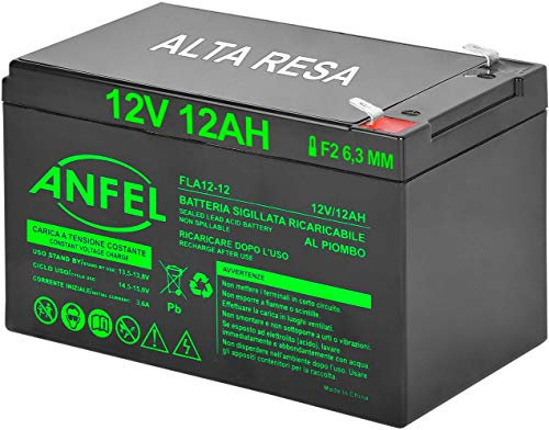 Batteria Lead Acid AGM 12V 12Ah al Piombo Ricaricabile Pila Batteria Ermetica Batterie di Ricambio per Bici Scooter Trattorino Tosaerba Carrelli Golf Cars Carrozzina Tagliaerba
