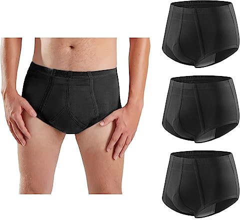 CARER Inkontinenz Slips für Herren, 3er Pack wiederverwendbare und waschbare Baumwoll-Unterwäsche mit 200 ml saugfähiger Einlage, Inkontinenz Pants Männer Größe XL