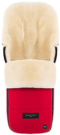 WERNER CHRIST BABY Lammfell-Fußsack FLIMS LUXE – vollfelliger Buggy, Kinderwagen-Fußsack (ab 6 bis 36 Mo.), medizinisches Fell, universal mit Langsschlitzen in Chili Red (rot)