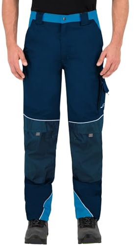 BWOLF Brave Arbeitshosen Männer Arbeitshose Herren Arbeitshose mit multifunktionalen Seitentaschen, Rückentaschen und Kniepolster-Taschen + verstärkt mit 600D Polyester (Blau, 2XL)