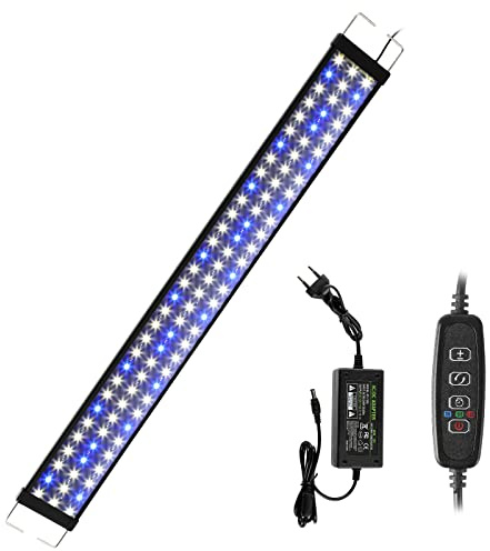 EINFEBEN LED akvariebelysning, 25 W blått vitt ljus med justerbart fäste för 90cm-110cm akvarium