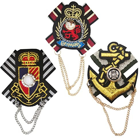 3 stycken broscher i marinstil, militärstil, pärlbrosch, för klänningar, skjortor, jackor (3 stilar)