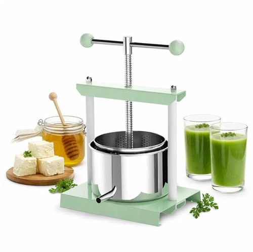 EJWOX 1.6 Gallon Manual Press - Professional Stainless Steel Fruit & Vegetable Juicer with Filter Bag - Large 6L Capacity Honey Extractor & Cheese Squeezer - Heavy Duty Hand Press for Plant Infusions