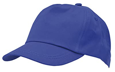 makio Basebollkeps för pojkar och flickor, 5 paneler med levande färger. 100 % bomull, med ventilationshål och justerbar stängning. Barnmössa, flickor och pojkar mellan 4 och 13 år, Blå, 30