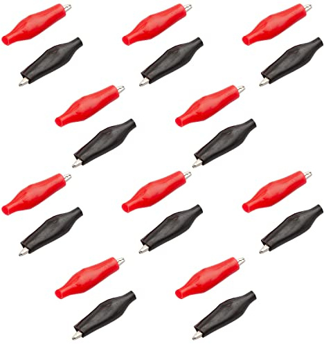 AZ Delivery 20 pinzas de cocodrilo de 28 mm, sonda, medidor de plástico, pinzas de cocodrilo, protección de aislamiento, cubierta G98 en rojo y negro