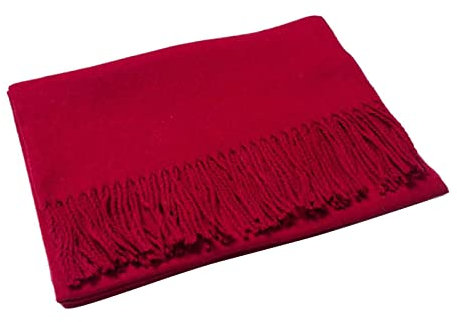 Stfery Schaltuch Herren, Wollschal Damen Rot Scarf Einfarbige Quaste Halstuch 200x700CM Winter Weich Warm