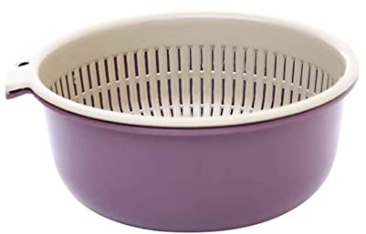 Large Kitchen Strainer Colander Bowl Sets,Double-Layer Plastic Fruits Vegetable Washing Basket, Drain Bowls for Cleaning Washing Mixing, Detachable for Pasta Salad Berry (Small)