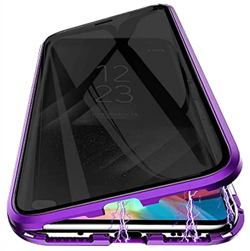 PingGoo Privacy Magnetische Hülle für Samsung Galaxy S21, Anti Peep Magnetic Schutzhülle Case Cover,9H Gehärtetes Glas,Privacy Display Protector Metallrahmen Anti Spy Case Cover, Violett