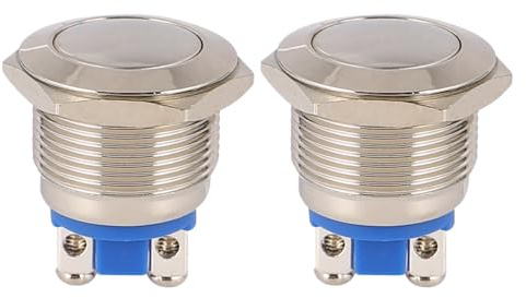 iplusmile Metall Druckschalter 19Mm Flacher Kopf Edelstahl Taster 2 Stück Für Elektroinstallation Relais Steuerung