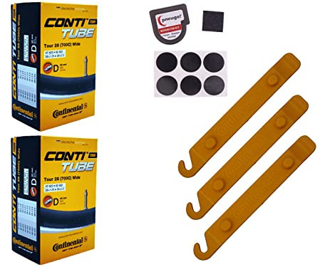 2X Fahrradschlauch Continental 28 Zoll Blitzventil 47-622/62-622 +Reifenheber