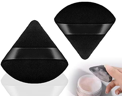 KAPSING 2 pièces houppette triangulaire noire, éponge de maquillage, pour poudre libre Fond de teint cosmétique doux pour le corps