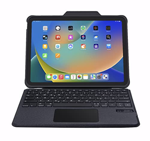 DEQSTER Funda con teclado táctil resistente para iPad de 10,9 pulgadas (10ª generación), Bluetooth, panel táctil, QWERTZ