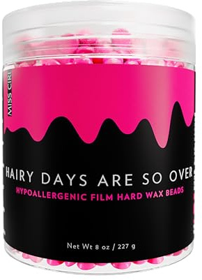 Miss Cire Hot Pink Hypoallergenic Hard Wax Beads - Painless Hair Removal Peel-Off Wax - No Strips Needed - Low melting Point - For Face and Body - Hairy Days Are So Over - For Sensitive Skin - 8oz