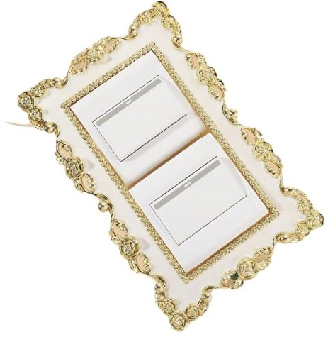 Elektrischer Lichtschalter Aufkleber, Schalter Aufkleber, Schalter Dekoration, Retrostil, Geprägte Blumen, Schalter und Steckdosen als kreative Aufkleber, dekorative Schutzhüllen (172 * 86mm, Gold)