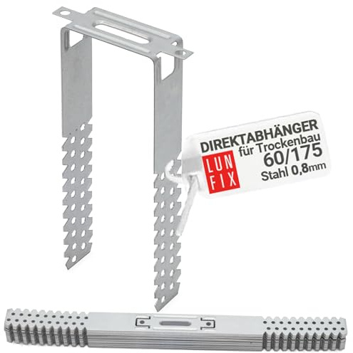 Direktabhänger 60/175 mm CD-Profile 60/27 Materialstärke 0,8 mm 100 Stk | Trockenbau, Deckenabhänger, U-Abhänger, Präzise Deckenprofil-Montage