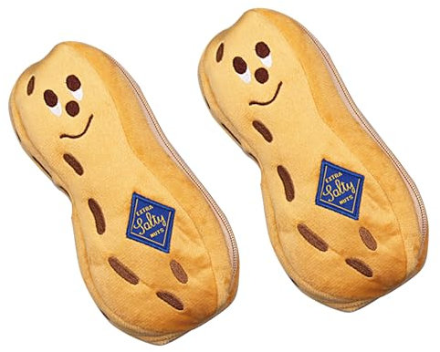 CDIYTOOL Kreatives süßes Peanut-Federmäppchen, personalisiertes, lustiges Federmäppchen, Plüsch-Schreibwaren-Tasche, Erdnuss-Stiftehalter, Aufbewahrungstasche, für Kosmetik-Schreibwaren, braun, 2PCS,