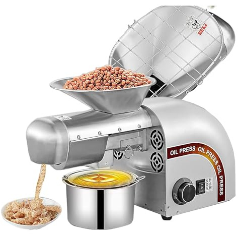 YOtat Pressa per Olio Automatica da 1250 W, Estrazione di Olio A Caldo E Freddo, Estrattore di Olio Alto, per Semi di tè, Noccioli di Oliva, Semi di Sesamo (Argento)