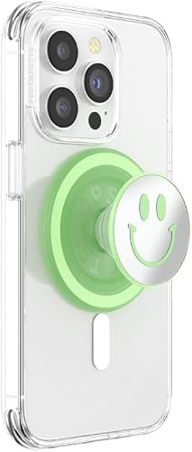 PopSockets Handy-Grip für MagSafe, Magnetischer Halter, Handyständer, Green - Happy Reflex | Abnehmbar, für Kindle/Android/iPhone, mit Magnet, Grün, Blaugrün, Türkis, Herren, Jungen